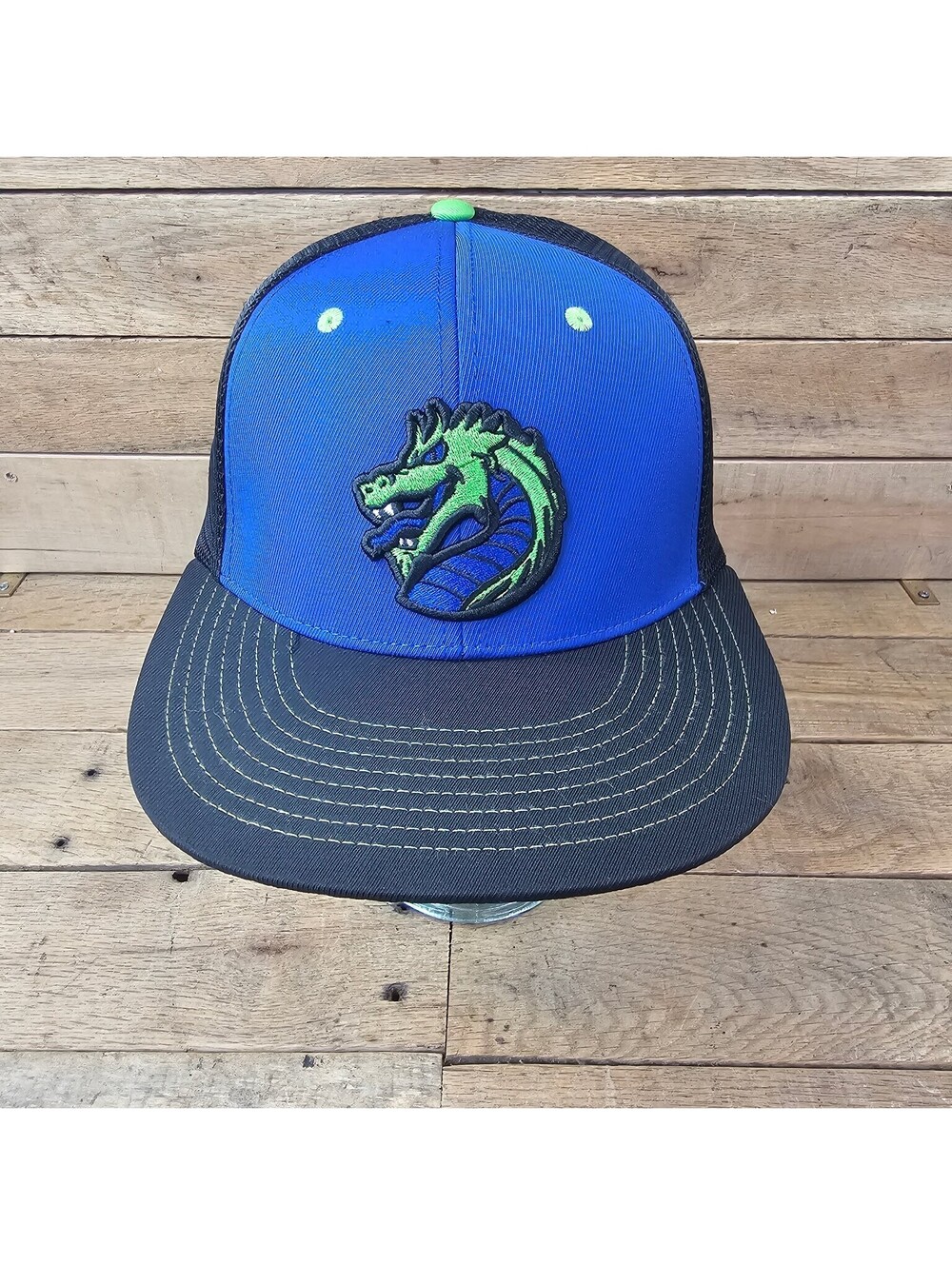 Ozark L/XL Blue Black Green Dragon Logo Fitted Trucker Hat Baseball Cap Mesh